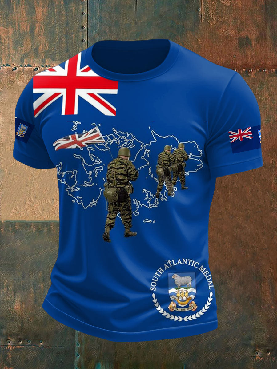 Men's Falklands War UK Flag Printed T-shirt vetvanguards