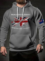 Men's Falklands War UK Flag Printed Hoodie vetvanguards
