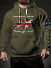 Men's Falklands War UK Flag Printed Hoodie vetvanguards