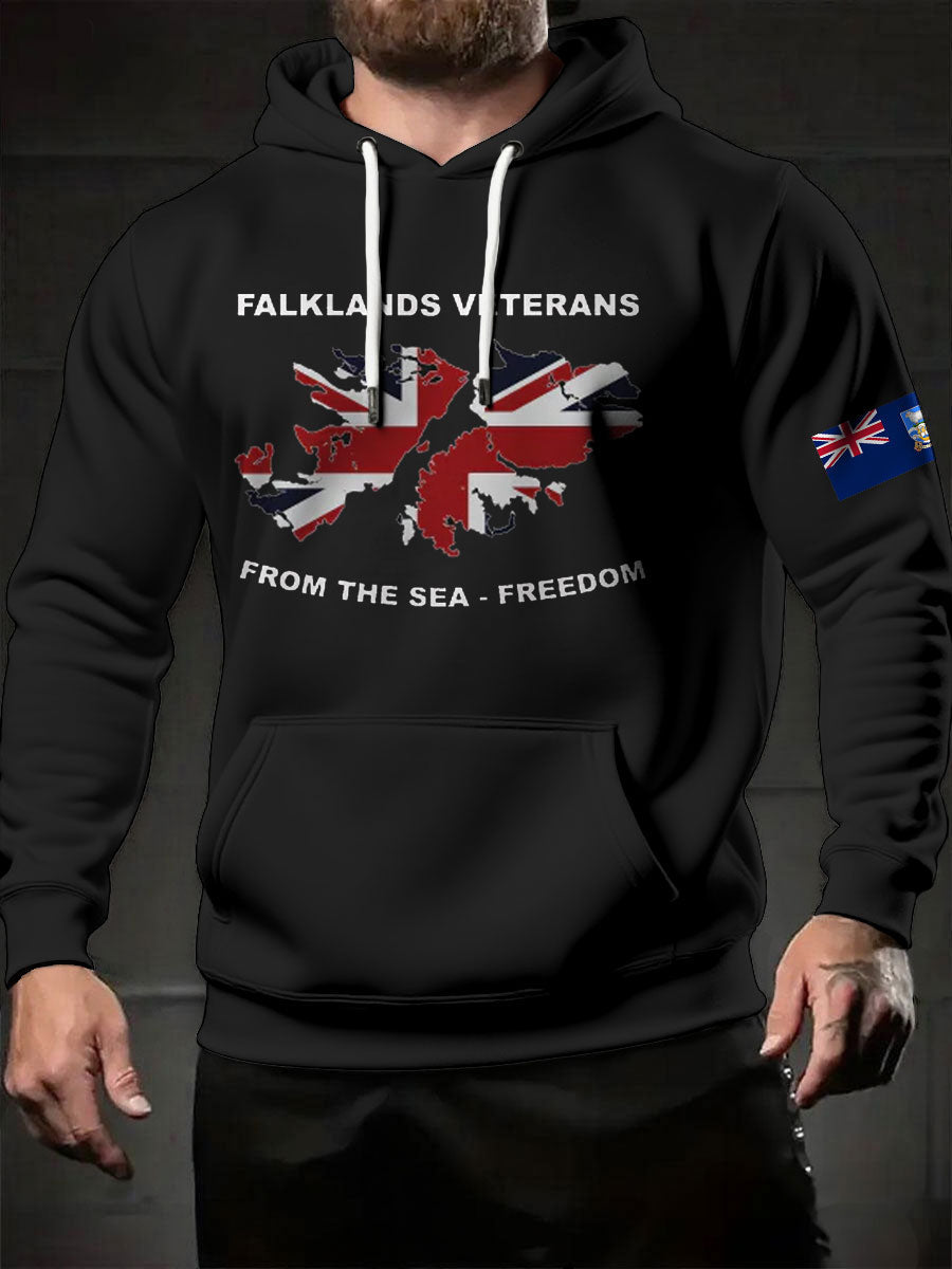Men's Falklands War UK Flag Printed Hoodie vetvanguards