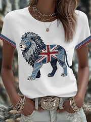 Women's British Faux Denim Printed T-shirt vetvanguards